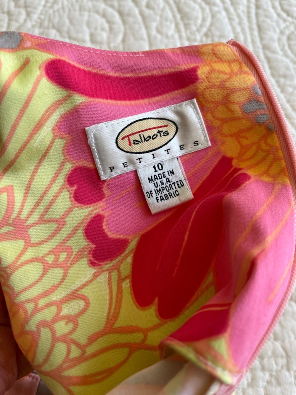 Talbots Petites Sleeveless Sheath Dress Multi Floral Pink Green Womens 10 Preppy - Picture 3 of 17
